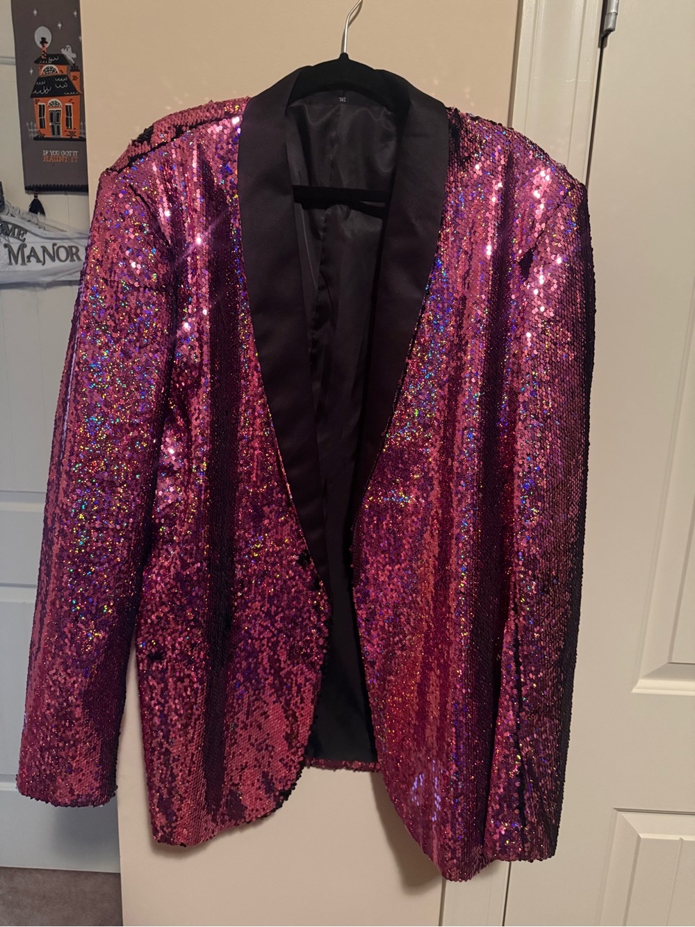 Men’s Sequin Blazer Jacket in Shimmering Magenta